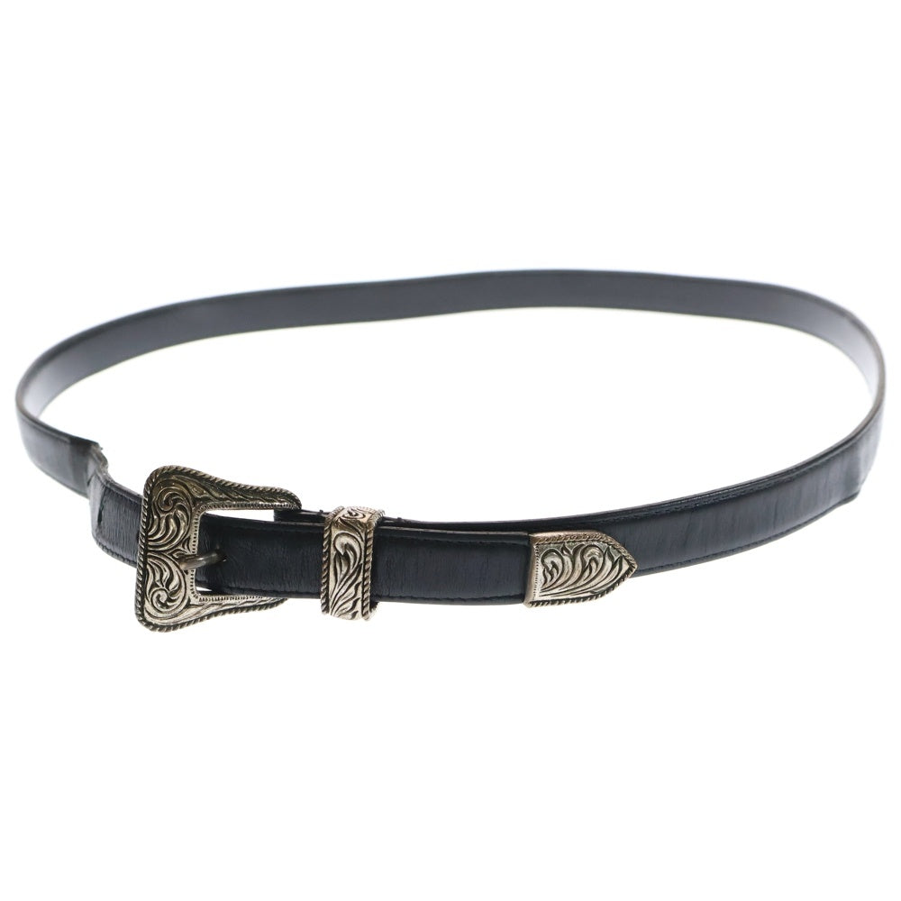 SAINT LAURENT PARIS(サンローランパリ) ウエスタン ナローバックル レザー ベルト ブラック GRZ346571-90-1116