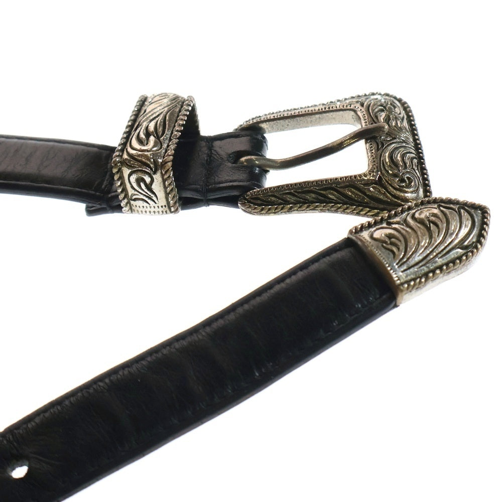 SAINT LAURENT PARIS(サンローランパリ) ウエスタン ナローバックル レザー ベルト ブラック GRZ346571-90-1116