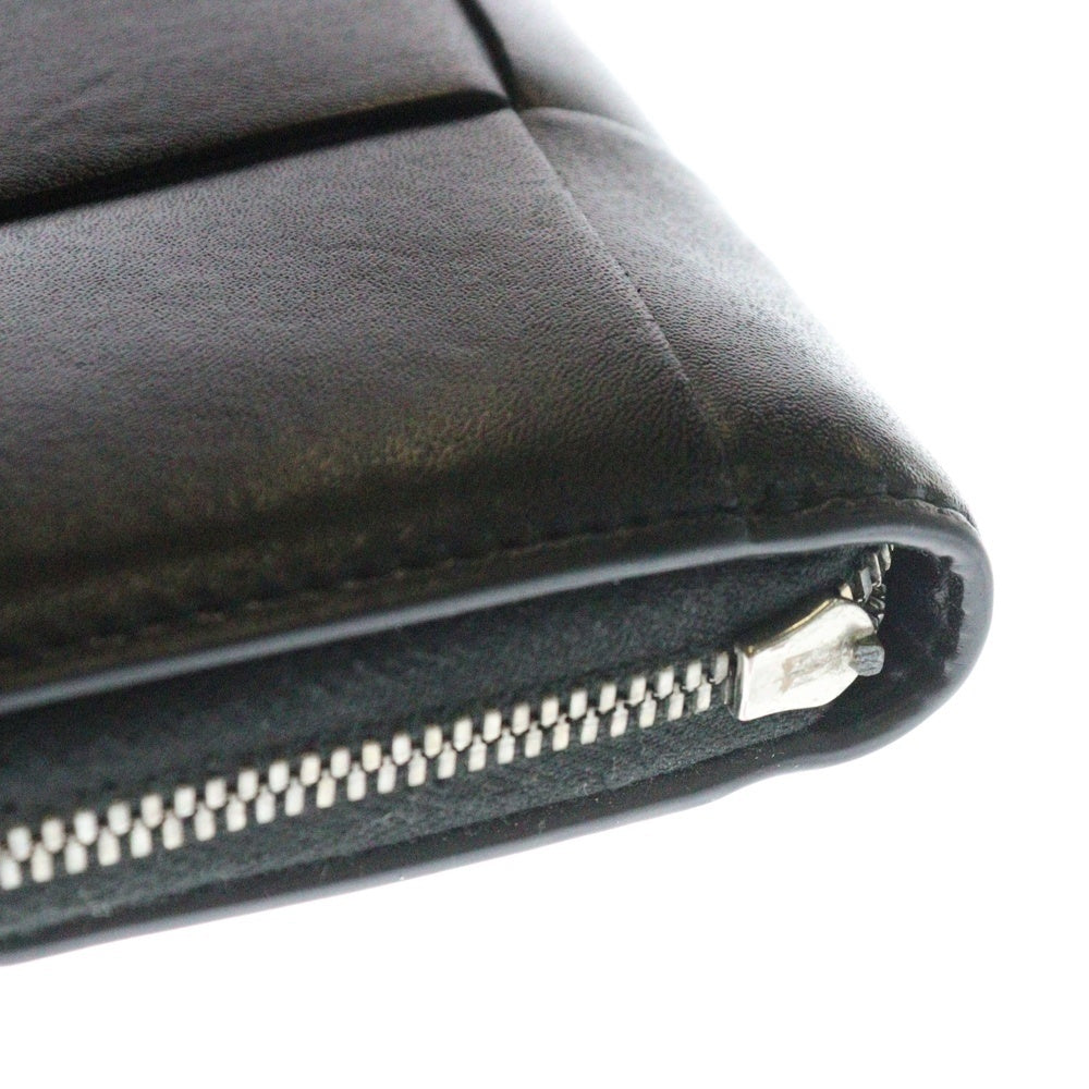 BOTTEGA VENETA(ボッテガヴェネタ) カセット イントレチャート ラウンドジップ 長財布 ブラック 748054VBWD28803