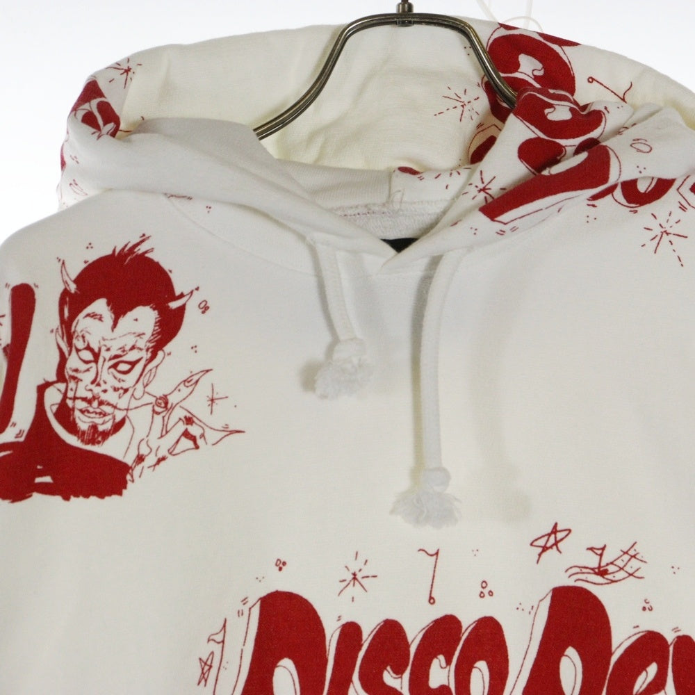 WACKO MARIA(ワコマリア) 19SS DISCO DEVIL/ PULL OVER HOODED SWEAT SHIRT ディスコデビル グラフィックプリント スウェット プルオーバーパーカー ホワイト/レッド