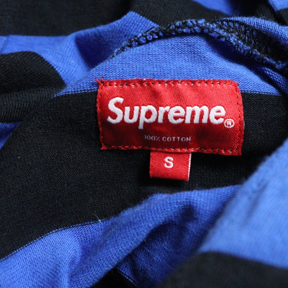 SUPREME(シュプリーム) 14AW Hooded L/S Striped Tee ストライプ スウェット プルオーバーパーカー ブルー/ブラック