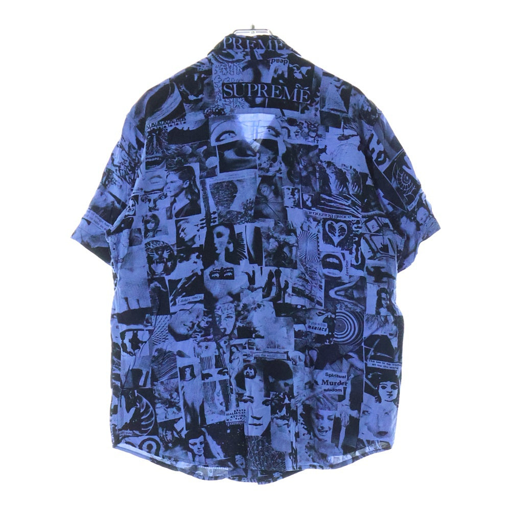 SUPREME(シュプリーム) 18SS Vibrations Rayon Shirt ヴァイブレーションズ グラフィックプリント レーヨン オープンカラー 半袖シャツ ブルー