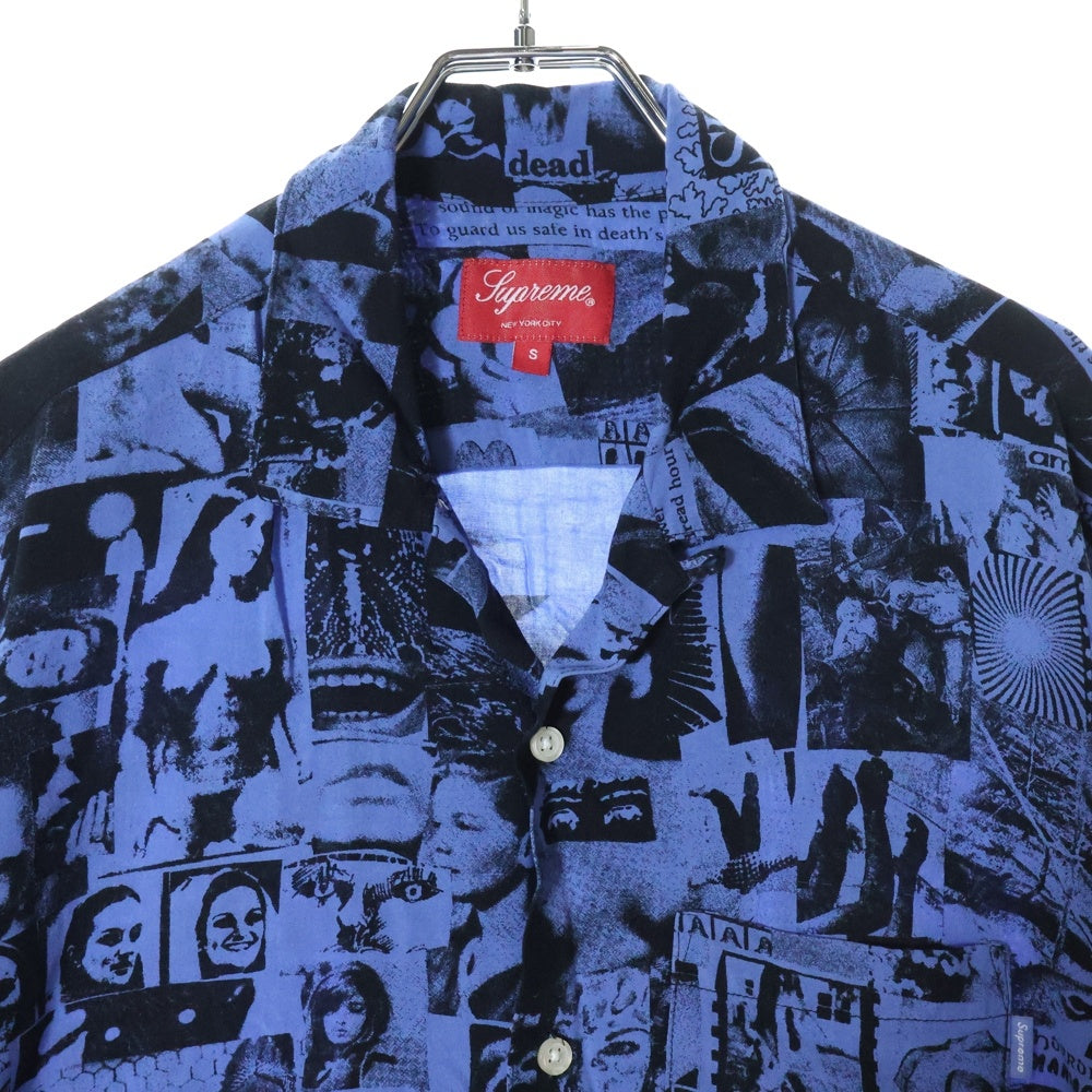 SUPREME(シュプリーム) 18SS Vibrations Rayon Shirt ヴァイブレーションズ グラフィックプリント レーヨン オープンカラー 半袖シャツ ブルー