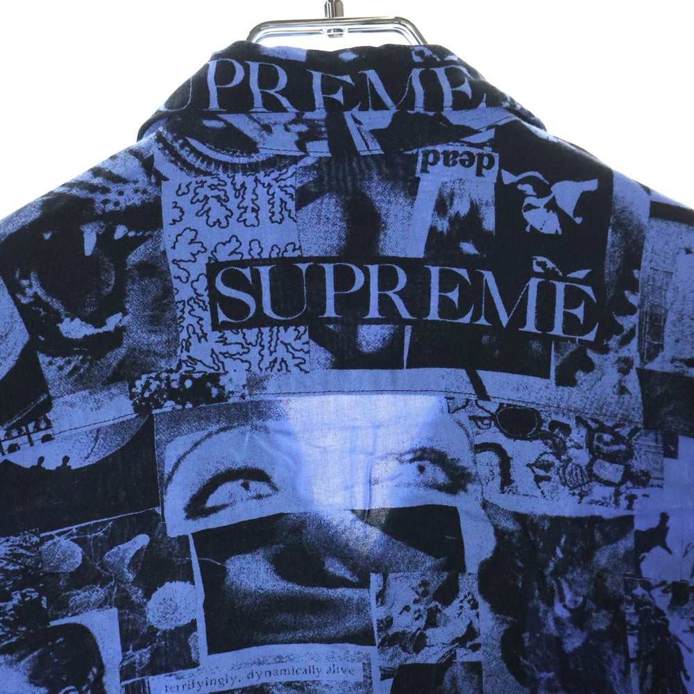 SUPREME(シュプリーム) 18SS Vibrations Rayon Shirt ヴァイブレーションズ グラフィックプリント レーヨン オープンカラー 半袖シャツ ブルー