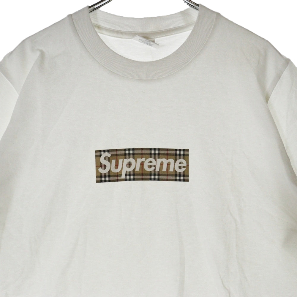 SUPREME(シュプリーム) 22SS × Burberry Box Logo Tee バーバリー ボックスロゴ クルーネック半袖Tシャツ カットソー ホワイト