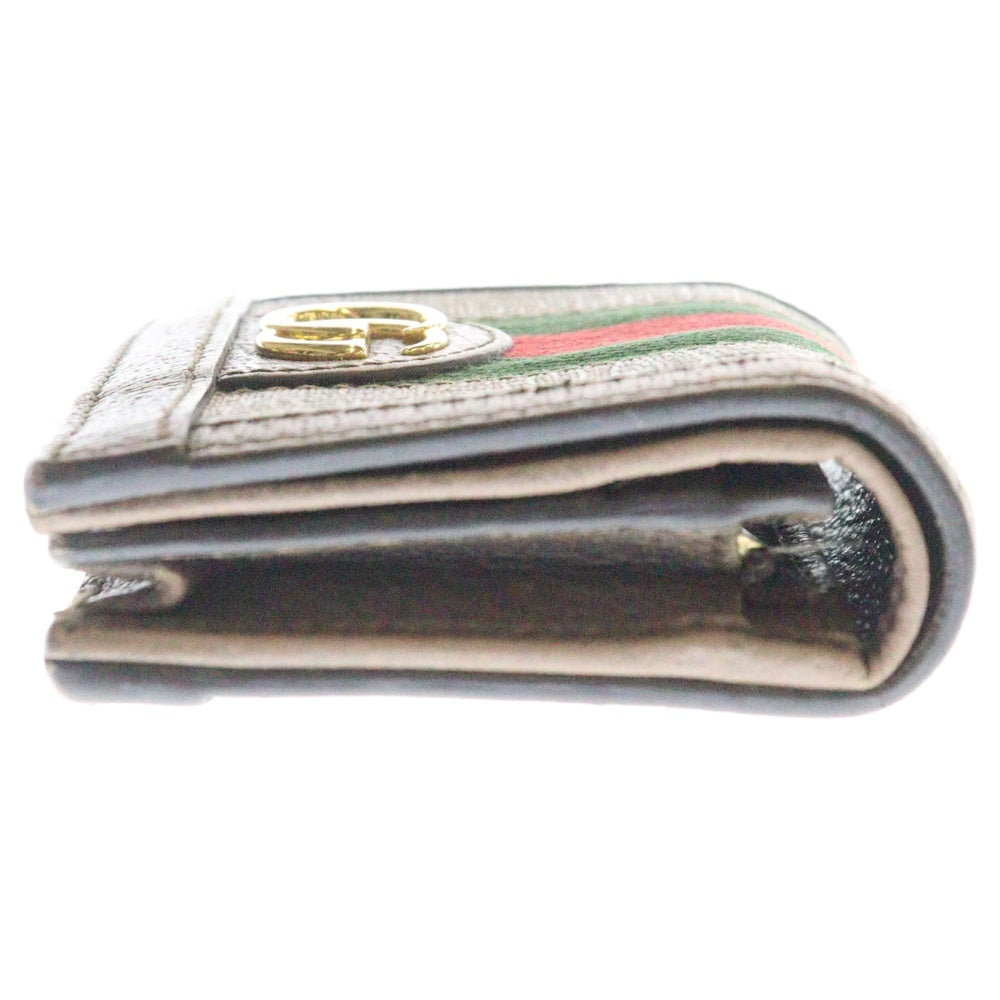 GUCCI(グッチ) GGスプリーム シェリーライン キャンバス 二つ折り財布 ブラウン