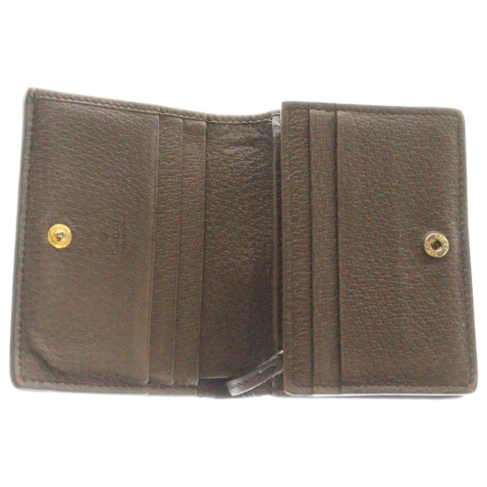 GUCCI(グッチ) GGスプリーム シェリーライン キャンバス 二つ折り財布 ブラウン