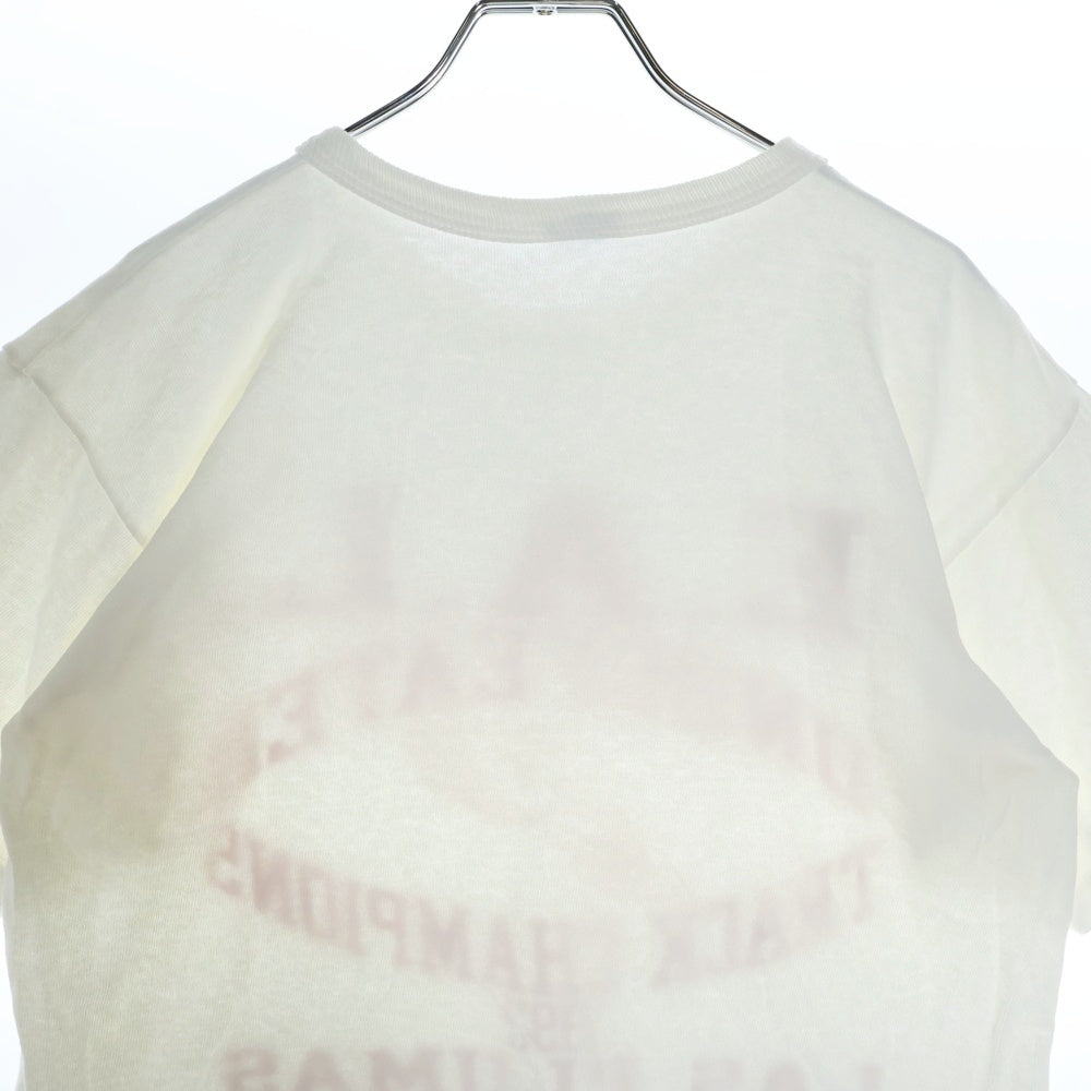 CHAMPION(チャンピオン) 90S VINTAGE USA製 ウィングフット 染み込みプリント クルーネック 半袖カットソー ヴィンテージTシャツ ホワイト