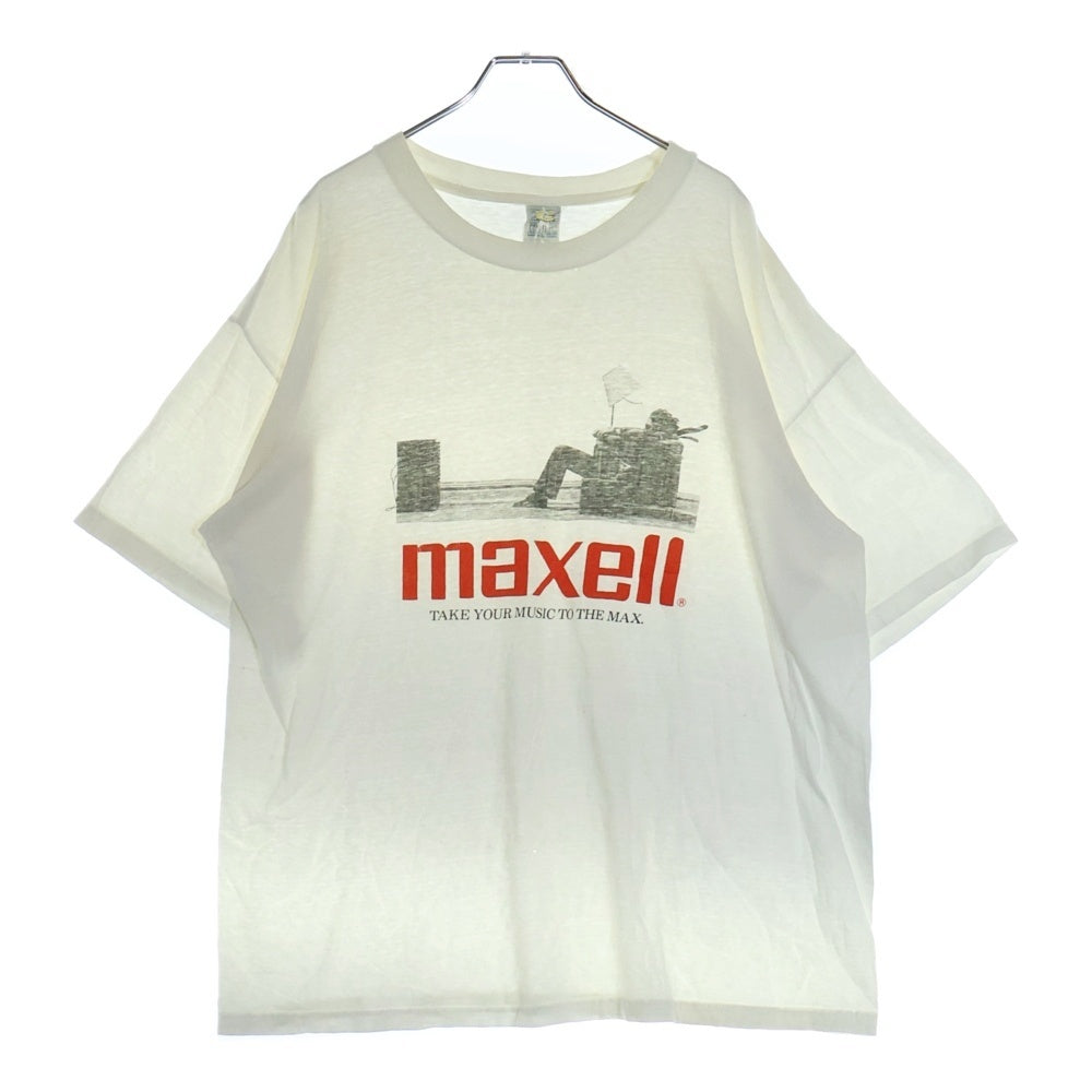 VINTAGE(ヴィンテージ) 00S VINTAGE MAXELL TAKE YOUR MUSIC TO THE MAX TEE マクセル テイク ユア ミュージック トゥ ザ マックス クルーネック 半袖Tシャツ カットソー ホワイト