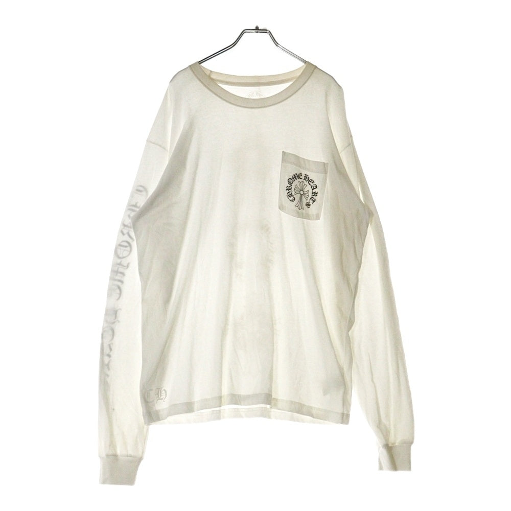 CHROME HEARTS(クロムハーツ) CH L/S TEE フロントCHロゴ アームプリントデザイン クルーネック 長袖Tシャツ カットソー ホワイト