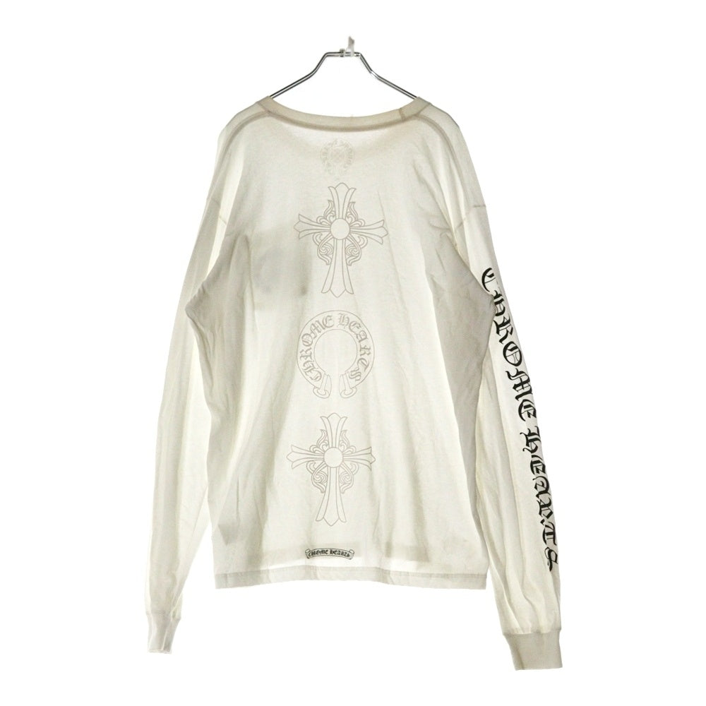 CHROME HEARTS(クロムハーツ) CH L/S TEE フロントCHロゴ アームプリントデザイン クルーネック 長袖Tシャツ カットソー ホワイト