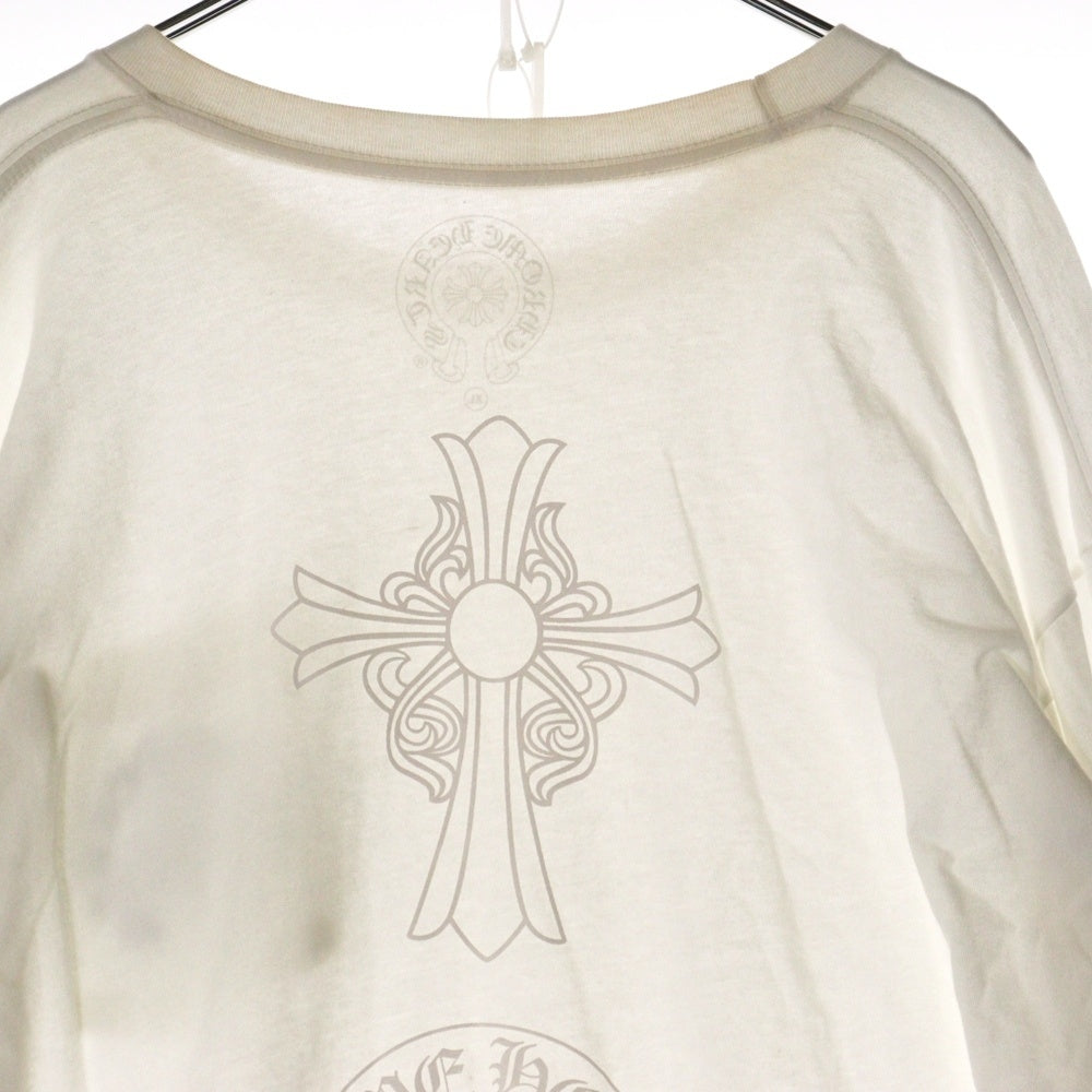 CHROME HEARTS(クロムハーツ) CH L/S TEE フロントCHロゴ アームプリントデザイン クルーネック 長袖Tシャツ カットソー ホワイト