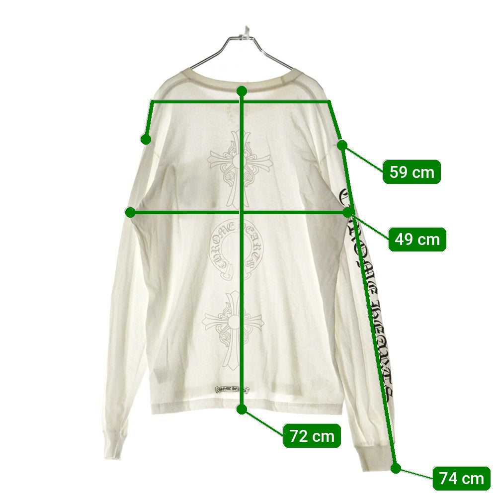 CHROME HEARTS(クロムハーツ) CH L/S TEE フロントCHロゴ アームプリントデザイン クルーネック 長袖Tシャツ カットソー ホワイト