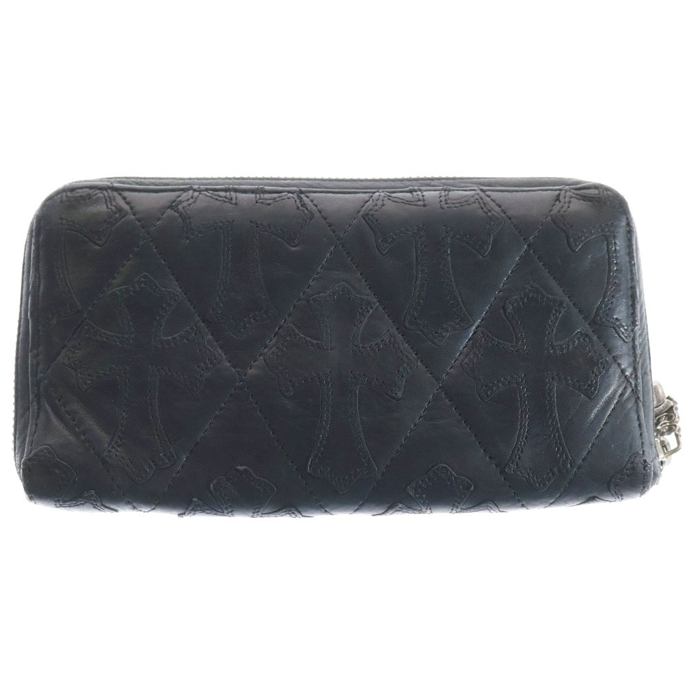 CHROME HEARTS(クロムハーツ) REC F ZIP QUILTED WALLET セメタリークロス キルティング レザーウォレット 財布 ブラック