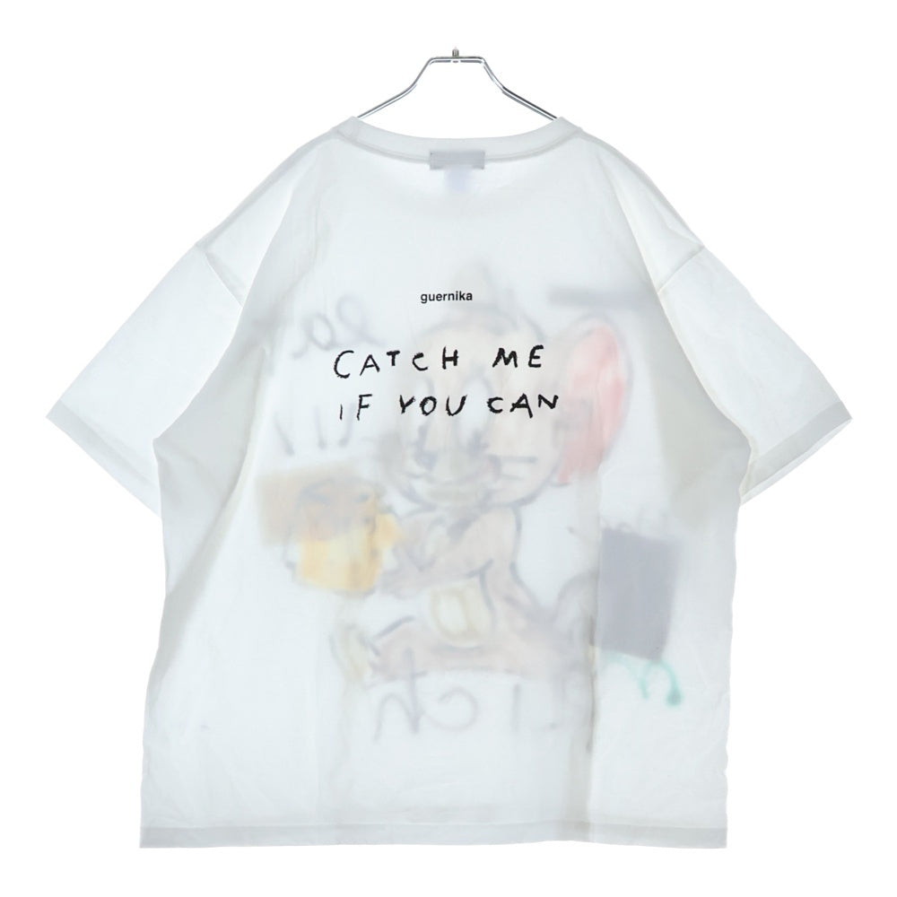 GUERNIKA(ゲルニカ) トムとジェリー ペイント クルーネック コットン 半袖Tシャツ カットソー ホワイト