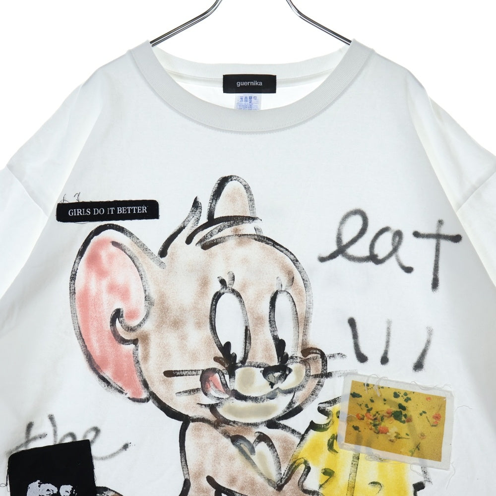 GUERNIKA(ゲルニカ) トムとジェリー ペイント クルーネック コットン 半袖Tシャツ カットソー ホワイト