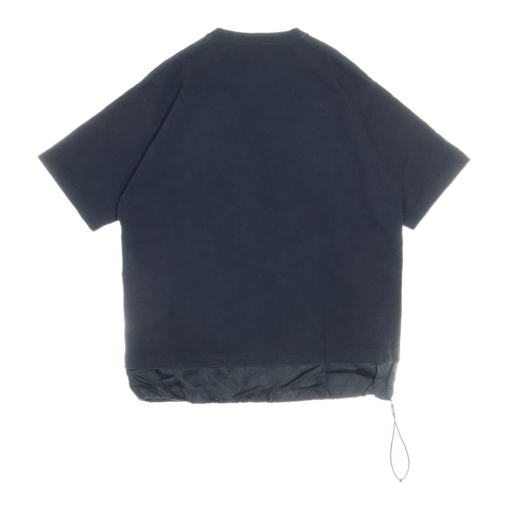 PRADA(プラダ) 裾切替ドローコード ロゴプリント クルーネック 半袖Tシャツ カットソー ブラック UJN742