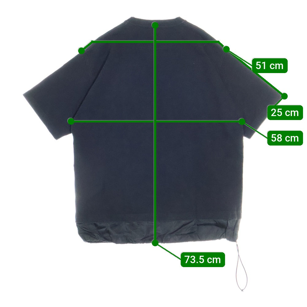 PRADA(プラダ) 裾切替ドローコード ロゴプリント クルーネック 半袖Tシャツ カットソー ブラック UJN742