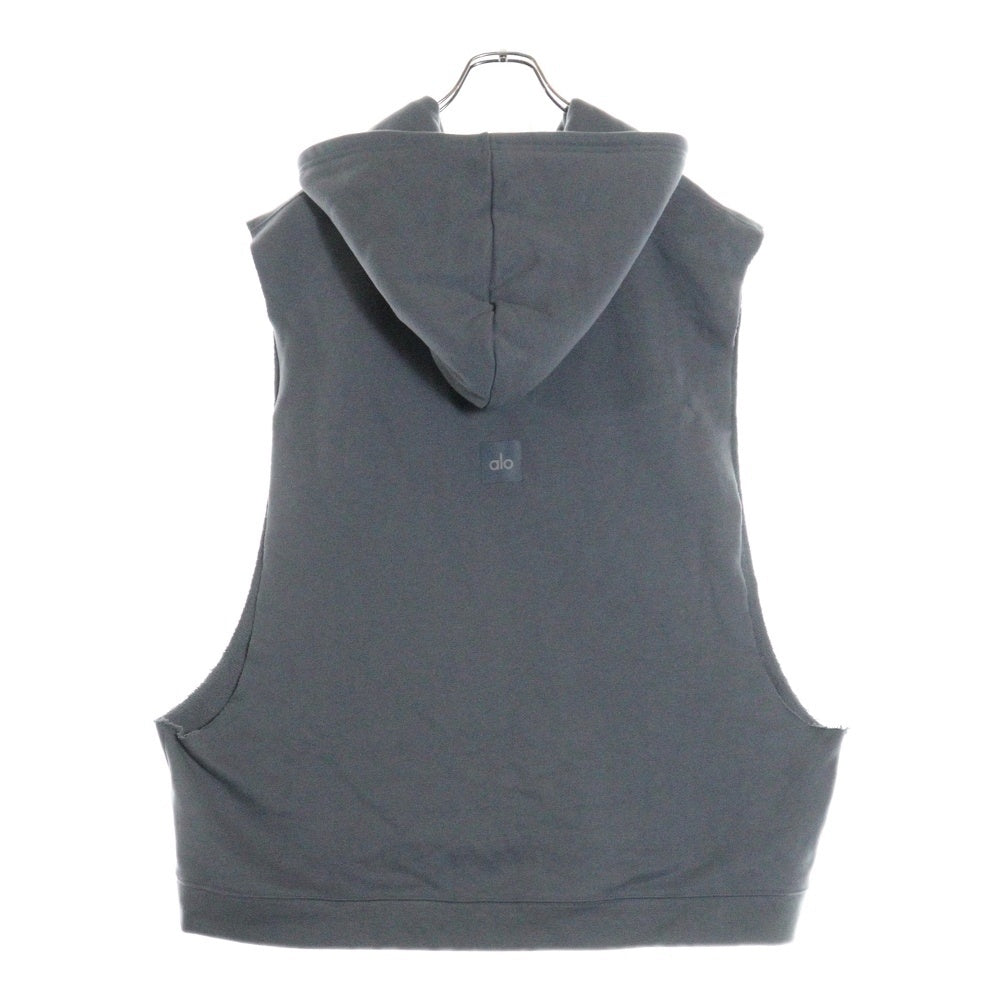 Alo Yoga(アローヨガ) Renown Sleeveless Hoodie ノースリーブ コットンポリ スウェット プルオーバーパーカー グレー M3216R
