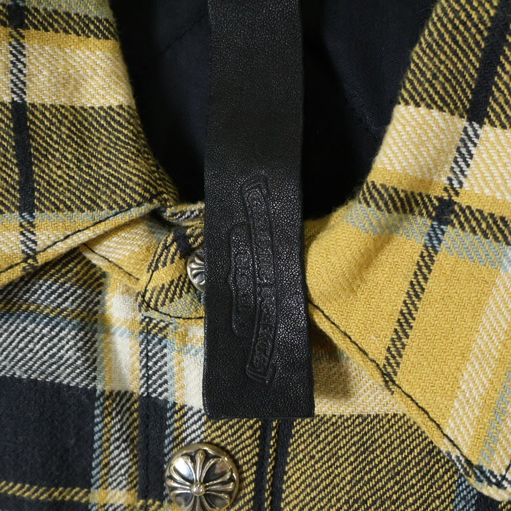 CHROME HEARTS(クロムハーツ) WORKN JNKYD PLD ワーキン プライドチェック アームロゴプリント 中綿シャツジャケット イエロー/オレンジ