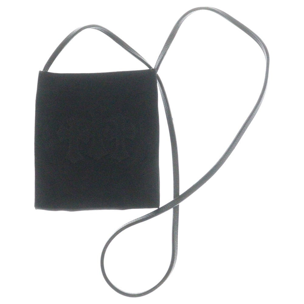 CHROME HEARTS(クロムハーツ) SQ PKT 3CEME CRS スクエアポケット 3クロスパッチ スエードレザーショルダーバッグ ブラック