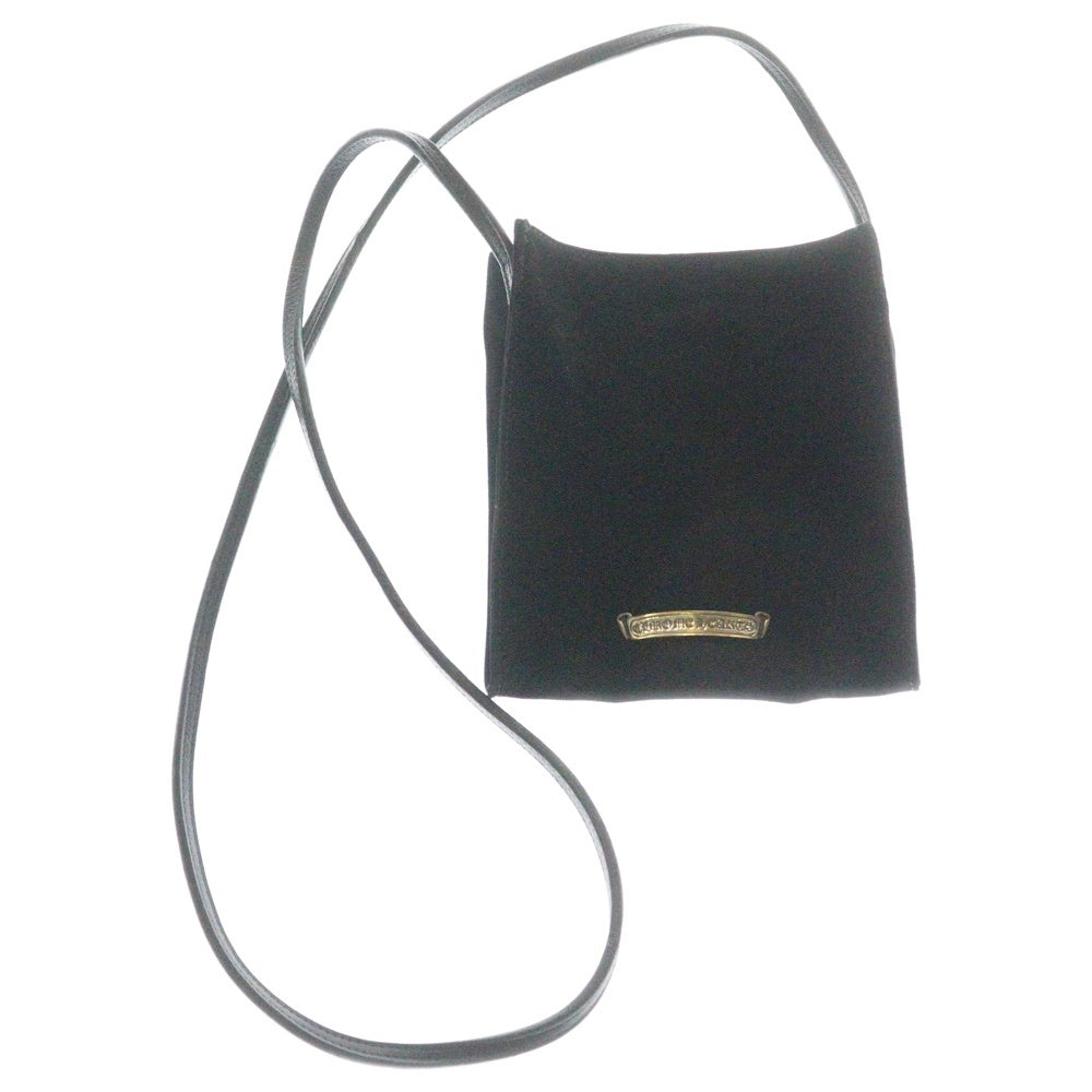 CHROME HEARTS(クロムハーツ) SQ PKT 3CEME CRS スクエアポケット 3クロスパッチ スエードレザーショルダーバッグ ブラック