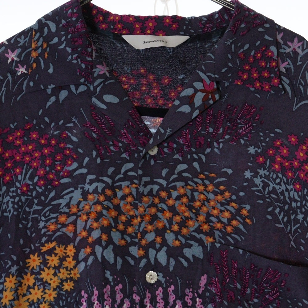 Sasquatchfabrix.(サスクワッチファブリックス) 25SS OC H/S SHIRTS “FLOWERS” フラワー オープンカラー 半袖シャツ パープル 25SS-SY5-003