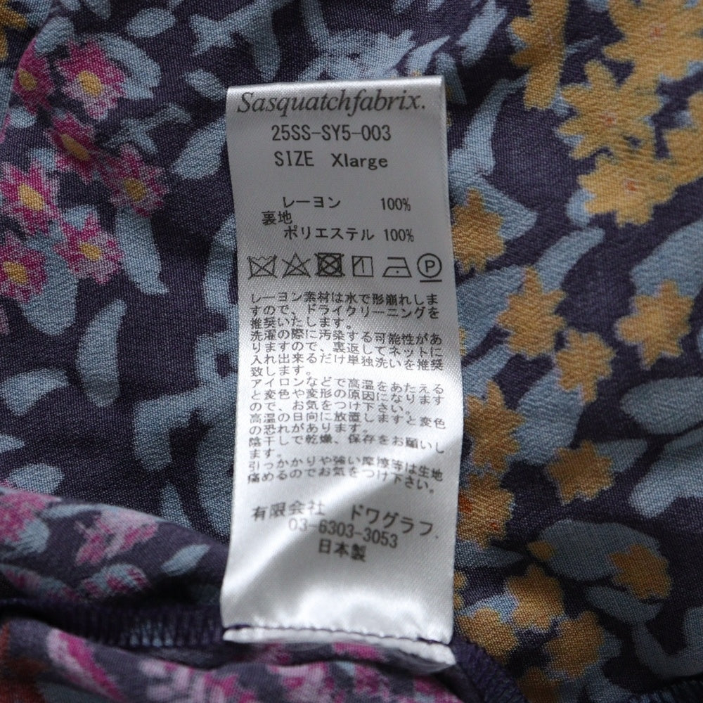 Sasquatchfabrix.(サスクワッチファブリックス) 25SS OC H/S SHIRTS “FLOWERS” フラワー オープンカラー 半袖シャツ パープル 25SS-SY5-003