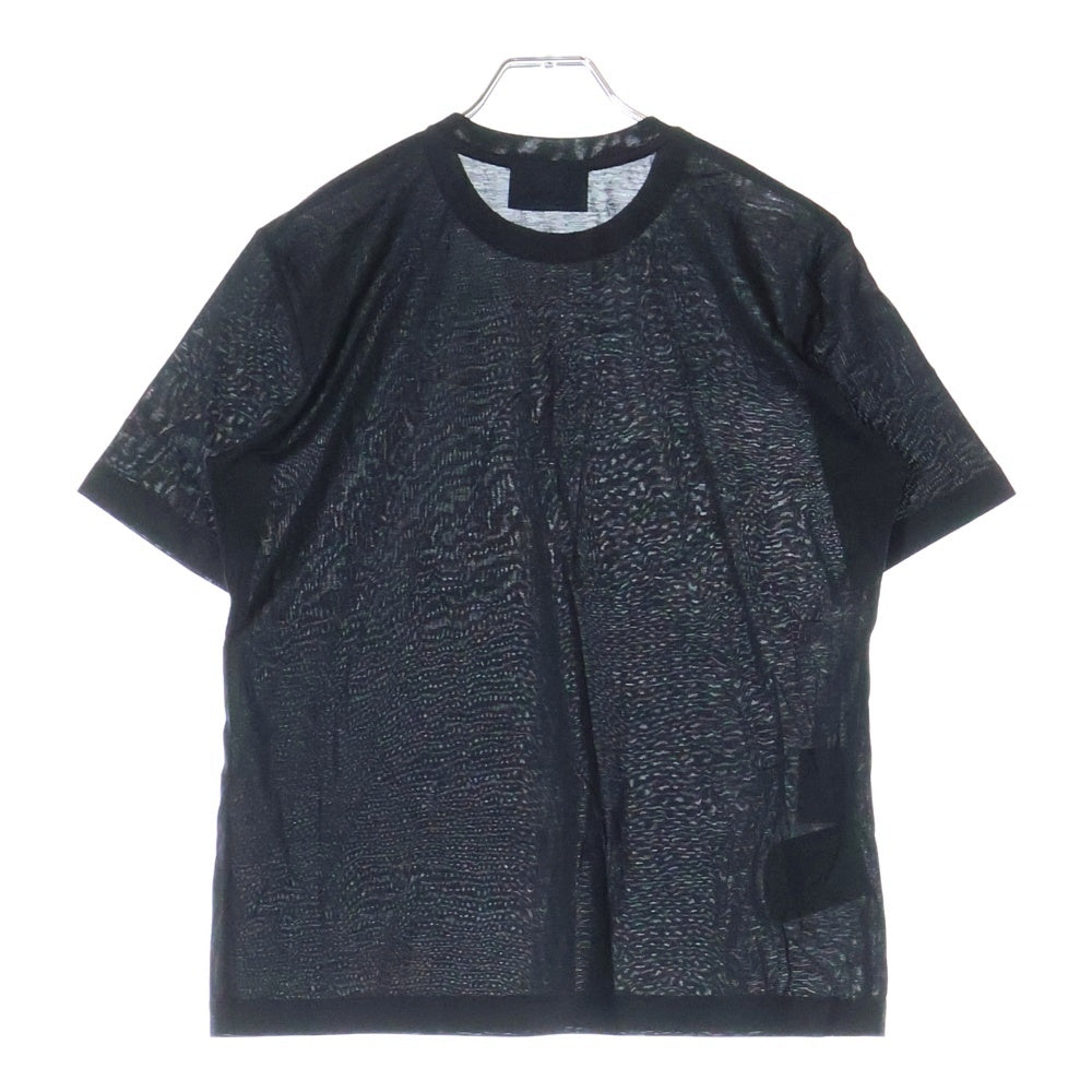 PRADA(プラダ) AD2022 クルーネック ショートスリーブ シアー カットソー 半袖 Tシャツ ブラック レディース TDNA976 S221
