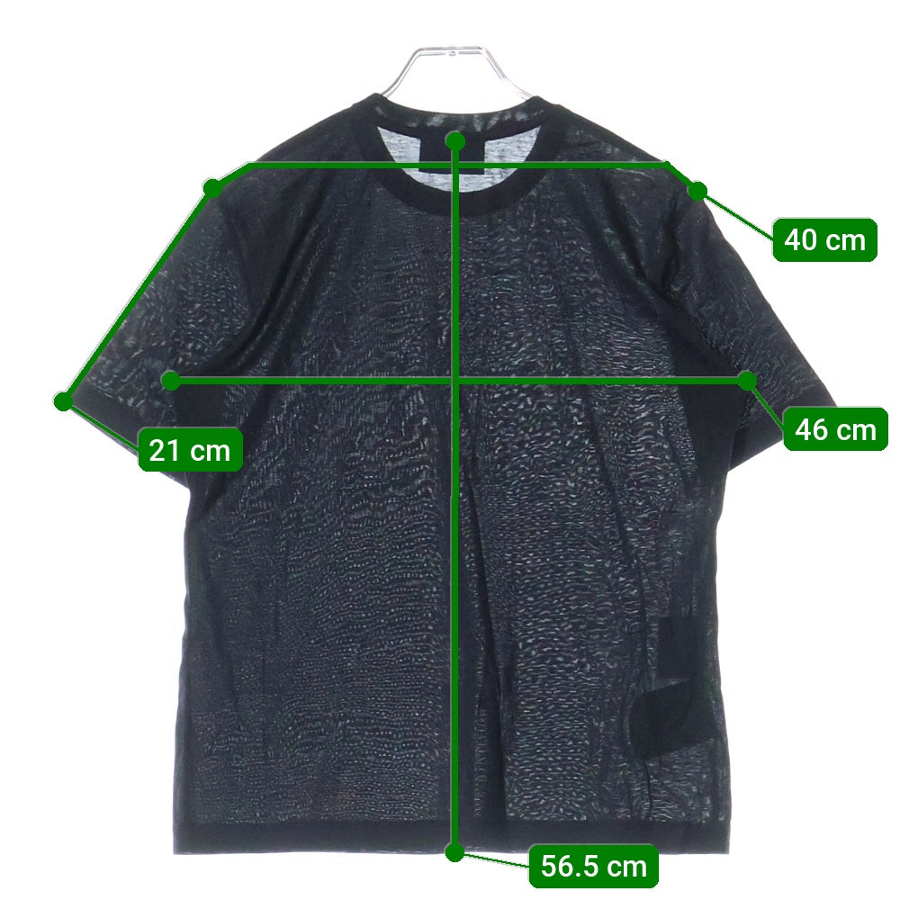 PRADA(プラダ) AD2022 クルーネック ショートスリーブ シアー カットソー 半袖 Tシャツ ブラック レディース TDNA976 S221