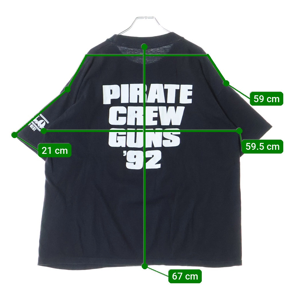 VINTAGE(ヴィンテージ) 90S VINTAGE 1992 MUSIC FESTIVAL PIRATE RADIO GUNS パイレーツラジオ ガンズ 半袖Tシャツ カットソー ブラック