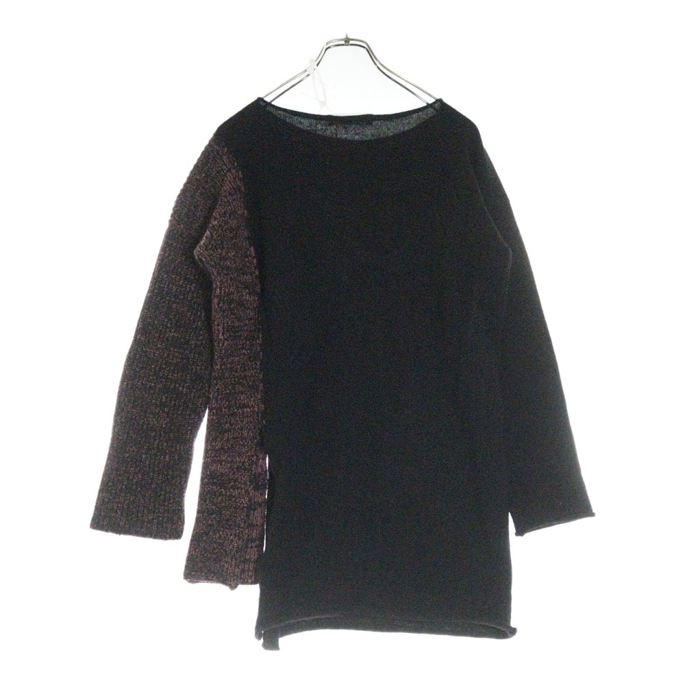 sulvam(サルバム) カッティングデザイン ローゲージ ラウンドネックニット セーター レディース ブラック/ピンク SE-K06-830