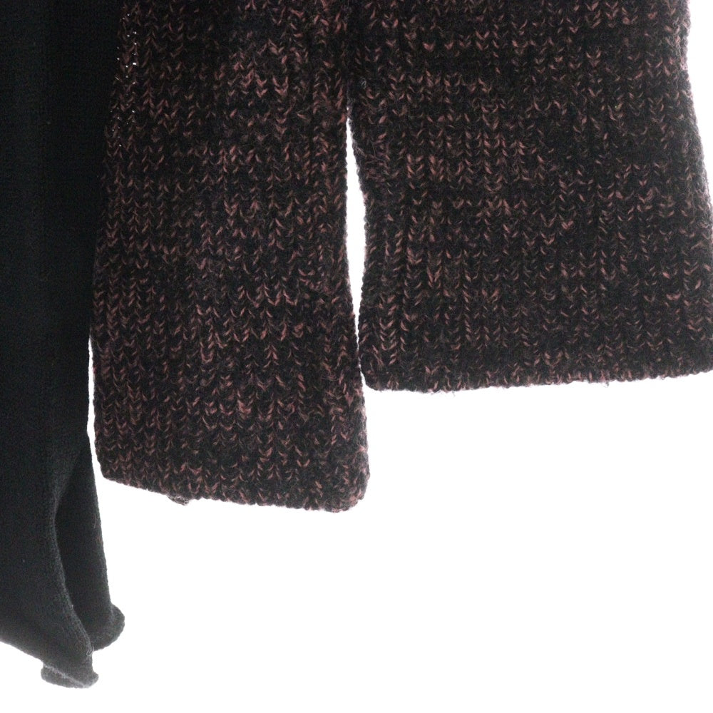 sulvam(サルバム) カッティングデザイン ローゲージ ラウンドネックニット セーター レディース ブラック/ピンク SE-K06-830