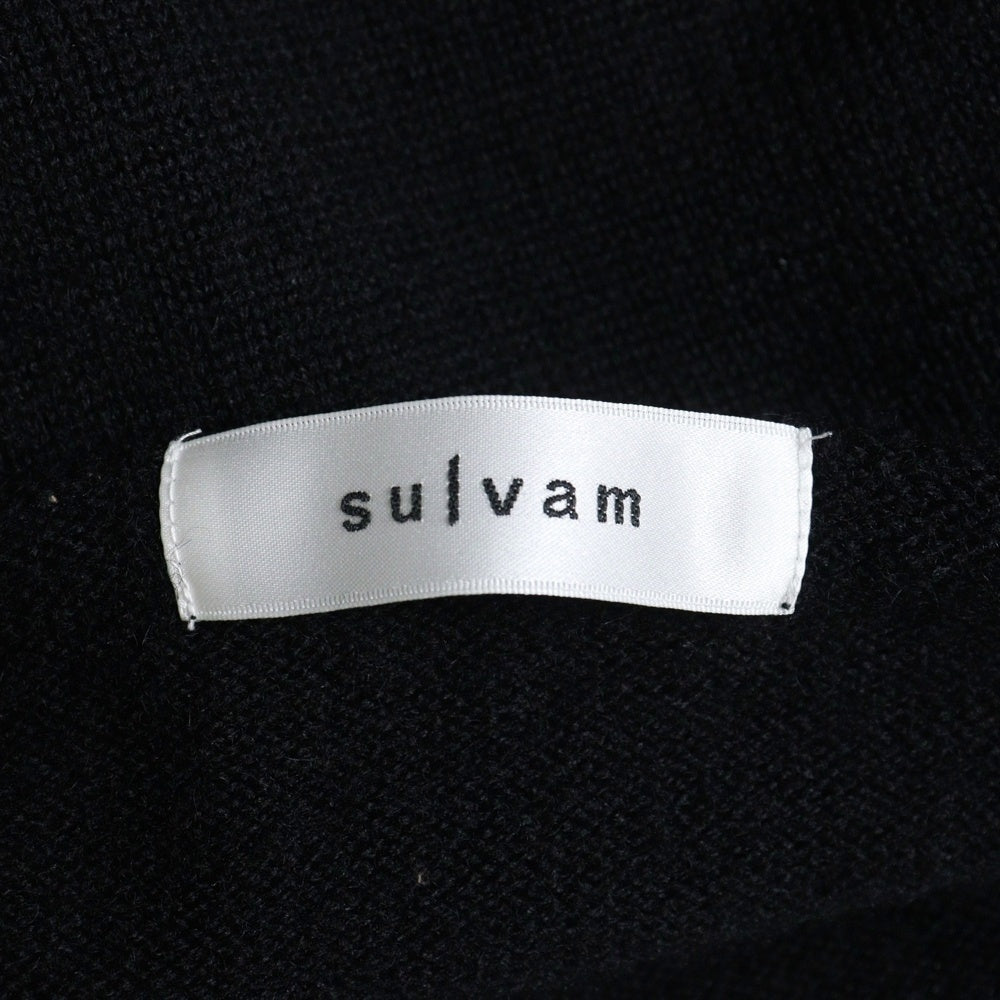 sulvam(サルバム) カッティングデザイン ローゲージ ラウンドネックニット セーター レディース ブラック/ピンク SE-K06-830