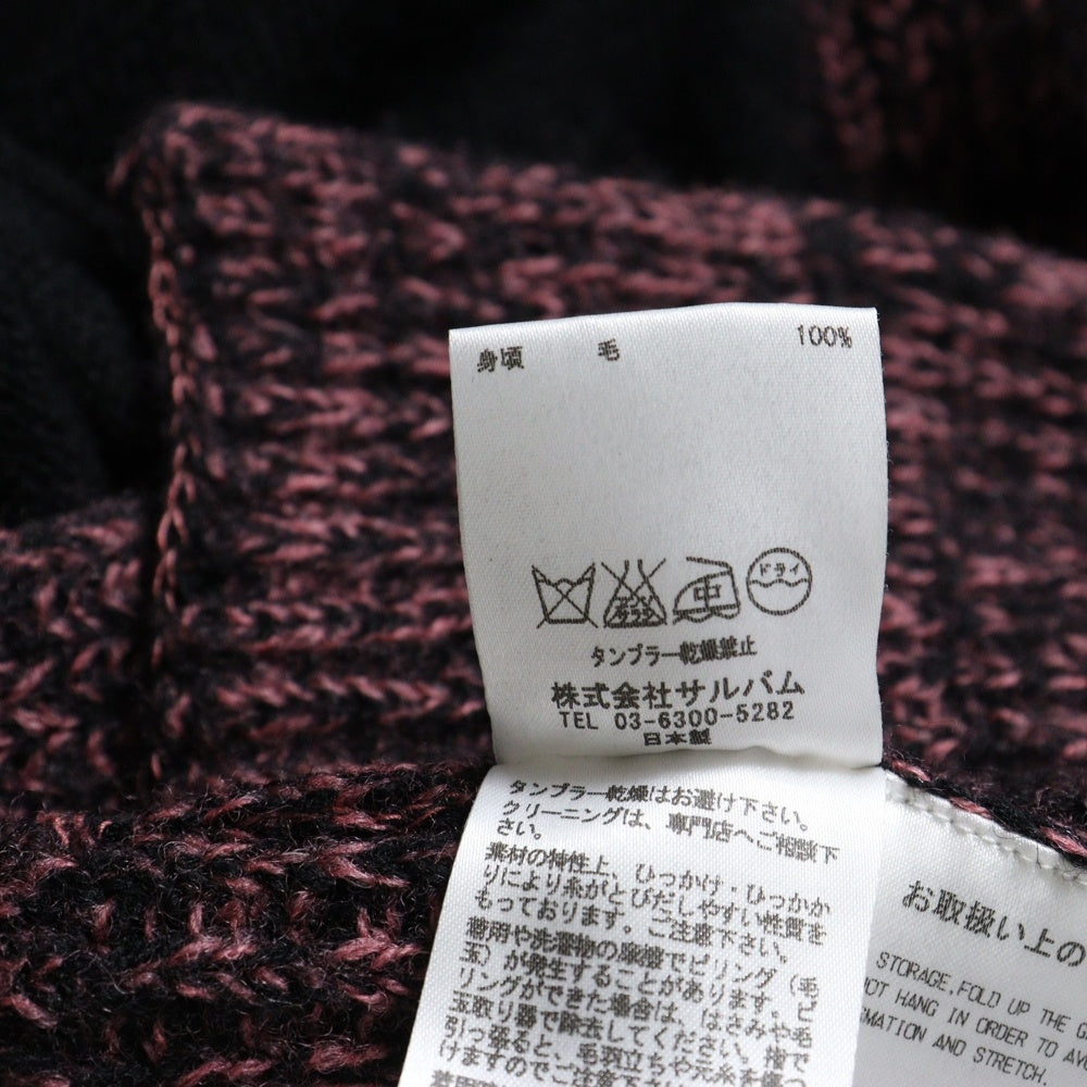 sulvam(サルバム) カッティングデザイン ローゲージ ラウンドネックニット セーター レディース ブラック/ピンク SE-K06-830