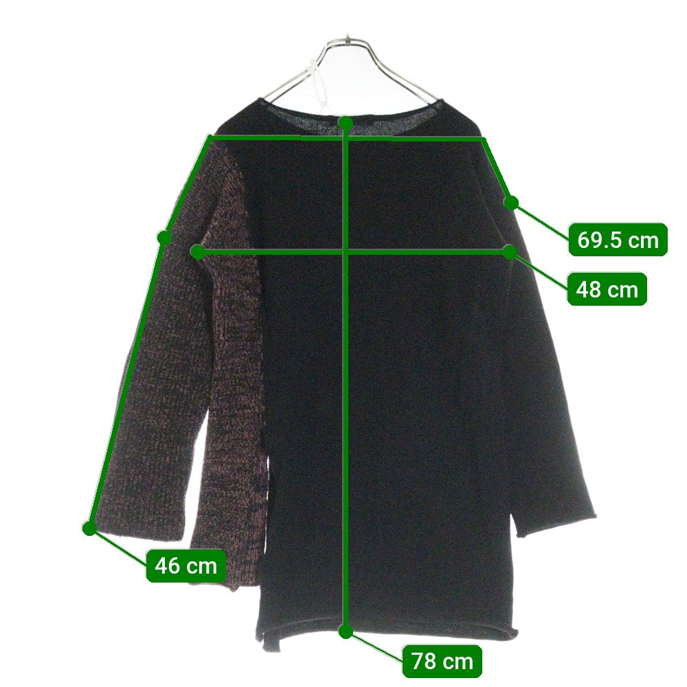 sulvam(サルバム) カッティングデザイン ローゲージ ラウンドネックニット セーター レディース ブラック/ピンク SE-K06-830