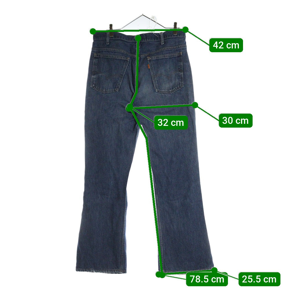 Levi's(リーバイス) 70S VINTAGE 646-0217 ヴィンテージ スモールe オレンジタブ ボタン裏刻印8 ジップフライフレアデニムパンツ ベルボトムジーンズ インディゴ
