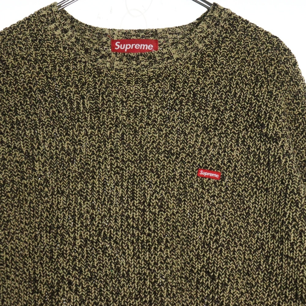SUPREME(シュプリーム) 21AW Melange Rib Knit Sweater スモールボックスロゴ メランジリブ クルーネック ニットセーター イエロー