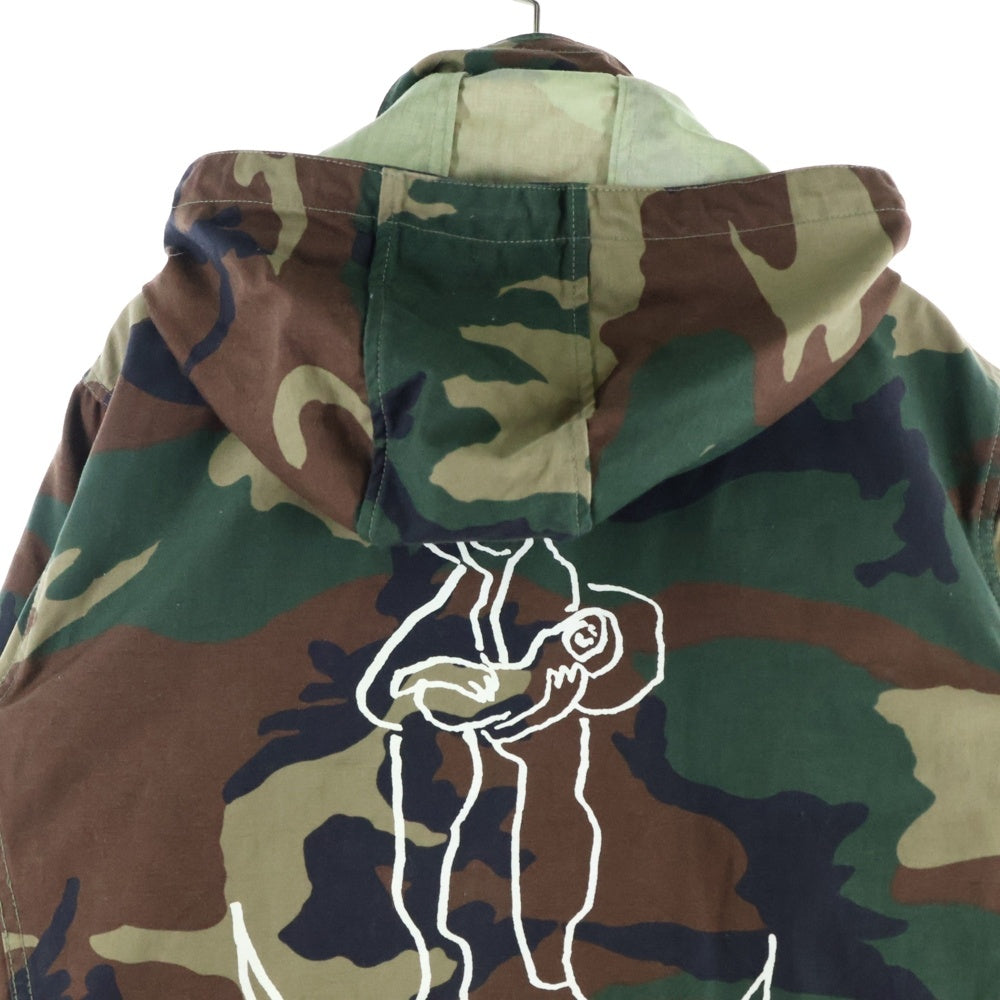 SUPREME(シュプリーム) 12AW ×Mark Gonzales M-51 Jacket マークゴンザレス ウッドランドカモ バックイラストプリント ライナー付 フーデッドミリタリージャケット グリーン/ブラウン