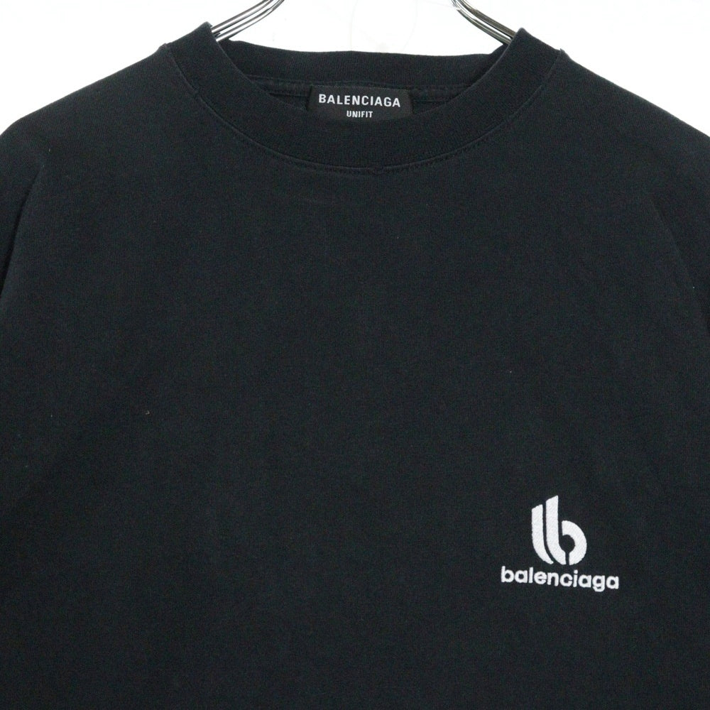 BALENCIAGA(バレンシアガ) スポーティーBロゴ クルーネック 半袖Tシャツ カットソー ブラック 681045 TLVN1