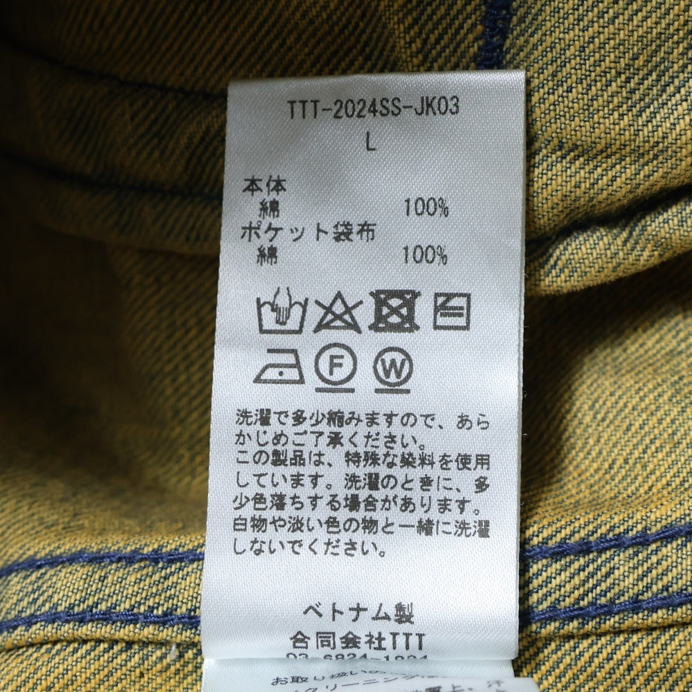 TTT_MSW(ティーモダンストリートウェア) 24SS HOODED DENIM JACKET フーディー デニム ジャケット イエロー/インディゴ TTT-2024SS-JK03