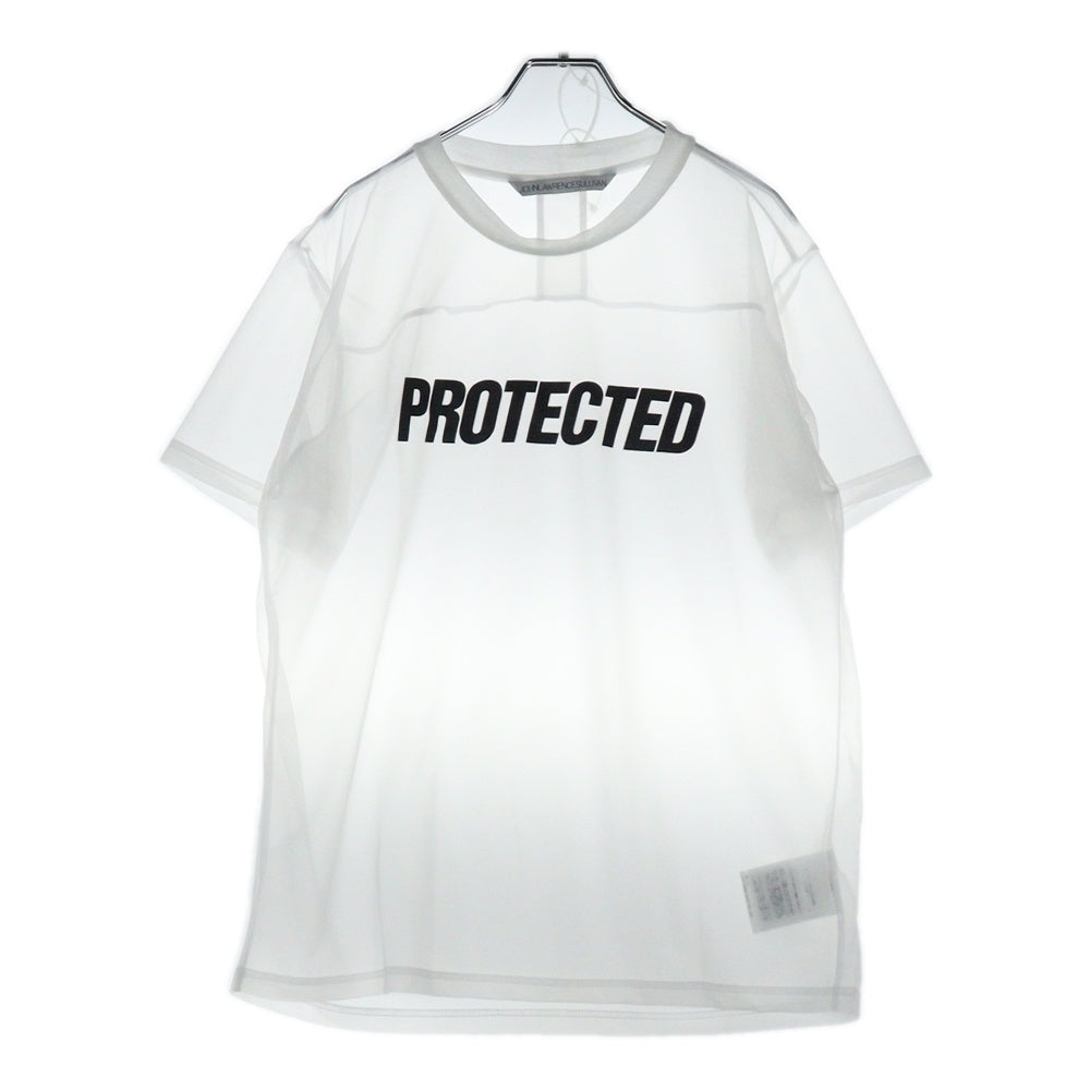 JOHN LAWRENCE SULLIVAN(ジョンローレンスサリバン) SEE-THROUGH PRINT TEE シアー クルーネック 半袖Tシャツ カットソー ホワイト 5B005-0321-31