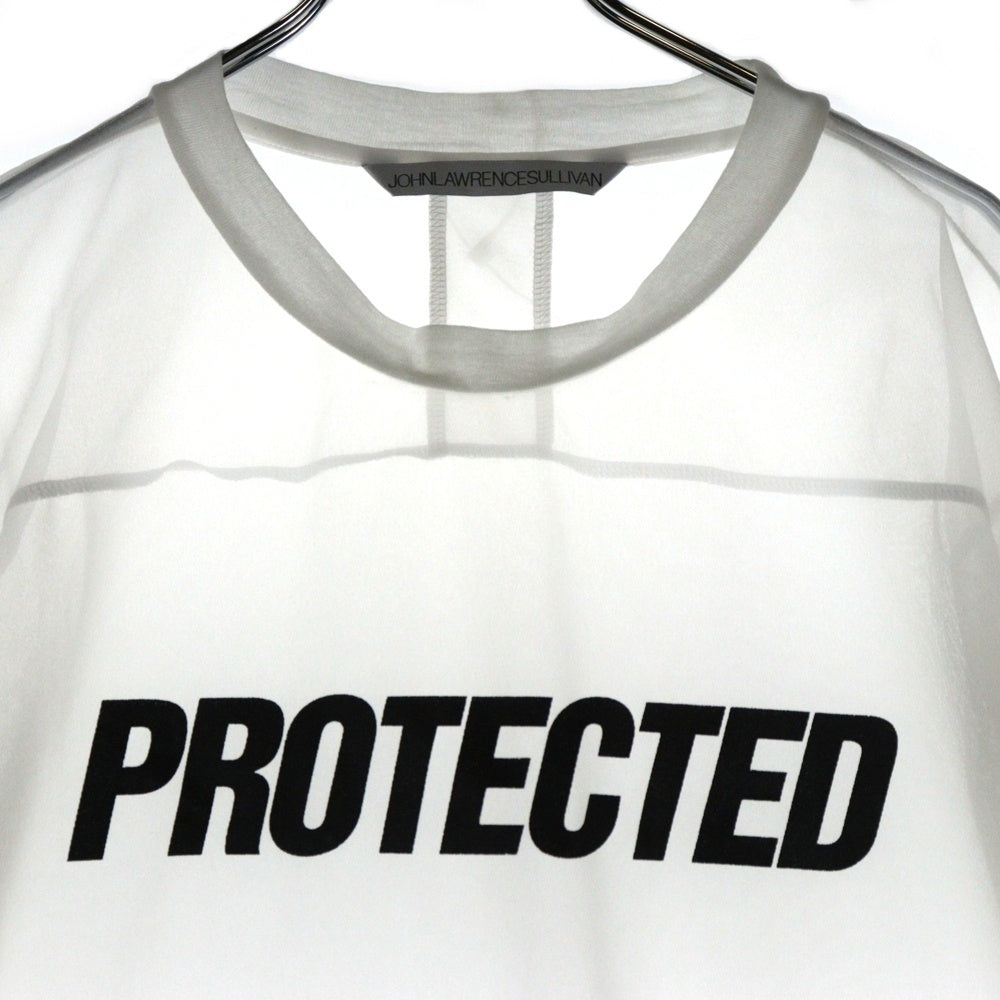 JOHN LAWRENCE SULLIVAN(ジョンローレンスサリバン) SEE-THROUGH PRINT TEE シアー クルーネック 半袖Tシャツ カットソー ホワイト 5B005-0321-31
