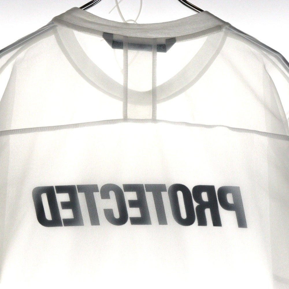 JOHN LAWRENCE SULLIVAN(ジョンローレンスサリバン) SEE-THROUGH PRINT TEE シアー クルーネック 半袖Tシャツ カットソー ホワイト 5B005-0321-31