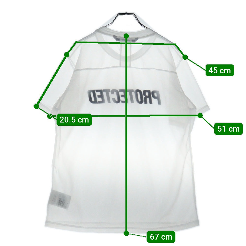 JOHN LAWRENCE SULLIVAN(ジョンローレンスサリバン) SEE-THROUGH PRINT TEE シアー クルーネック 半袖Tシャツ カットソー ホワイト 5B005-0321-31