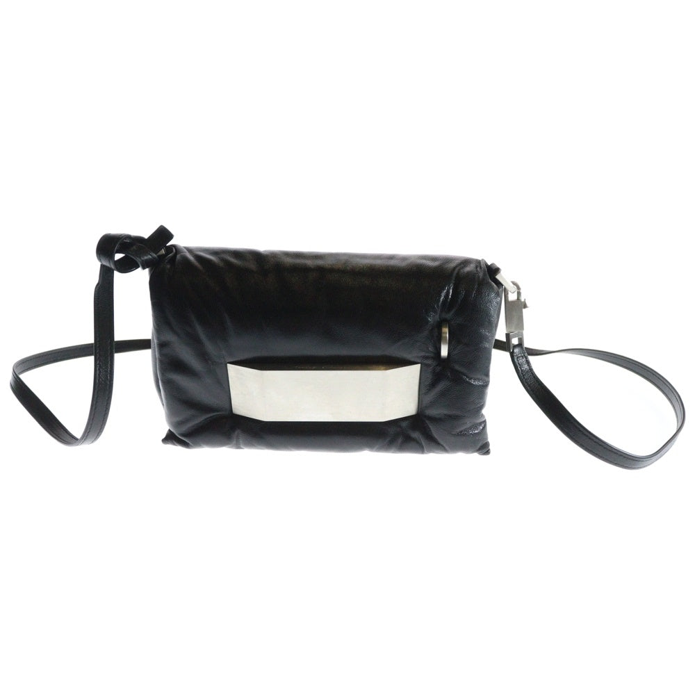 Rick Owens(リックオウエンス) 25SS PILLOW GRIFFIN ピロー グリフィン レザー ショルダーバッグ ブラック/シルバー RA01E0645
