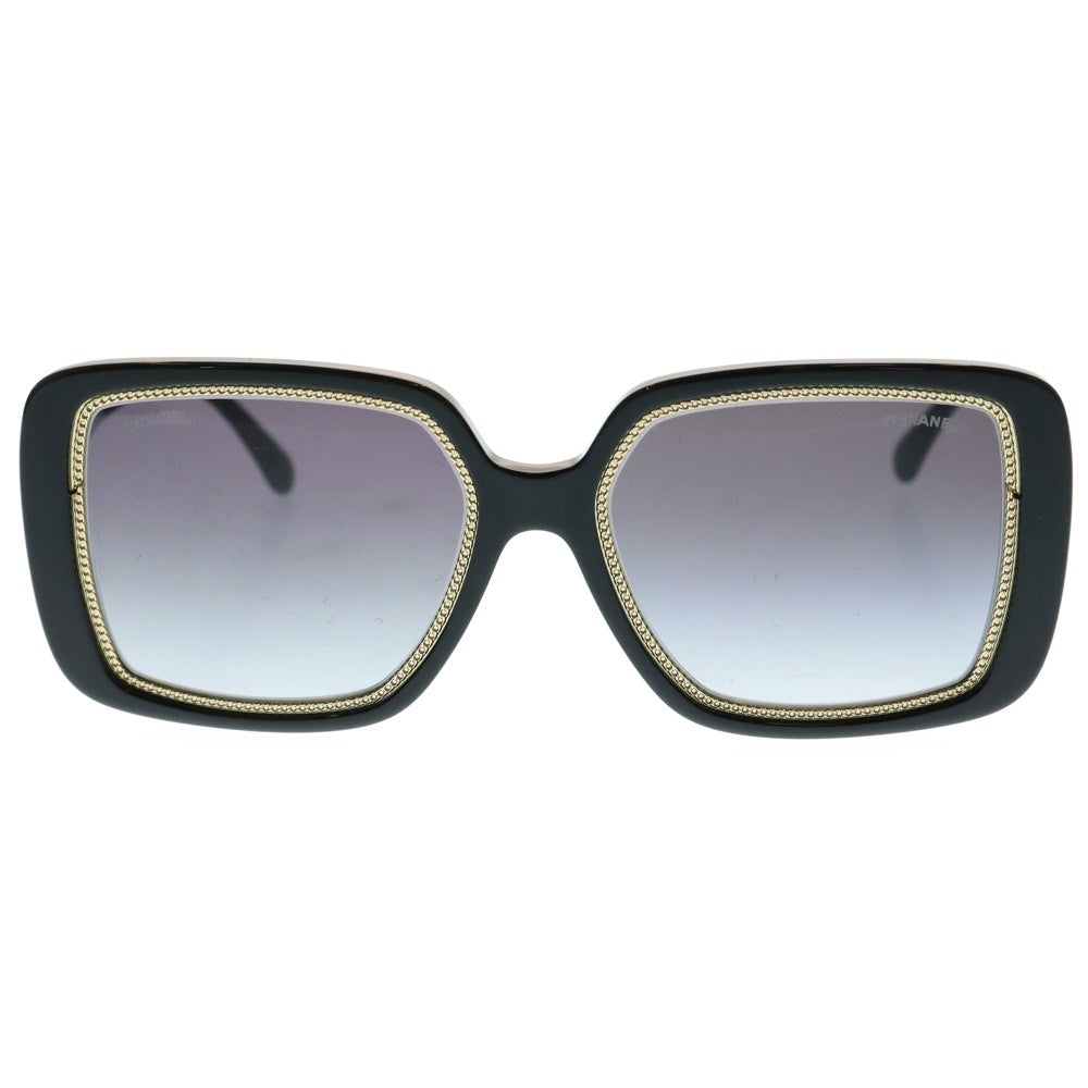 CHANEL(シャネル) 71709A チェーンモチーフフレーム アセテート スクエア シェイプ アイウェア サングラス メガネ 眼鏡 ブラック/ゴールド レディース