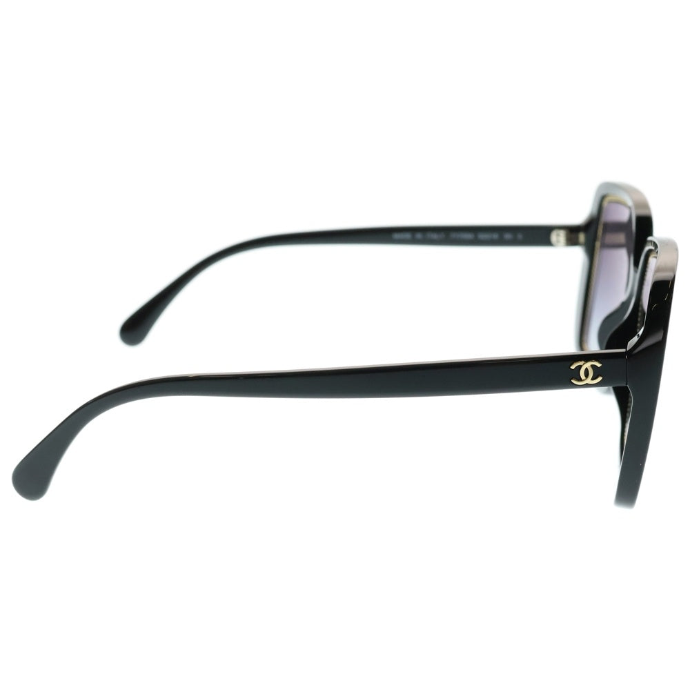 CHANEL(シャネル) 71709A チェーンモチーフフレーム アセテート スクエア シェイプ アイウェア サングラス メガネ 眼鏡 ブラック/ゴールド レディース