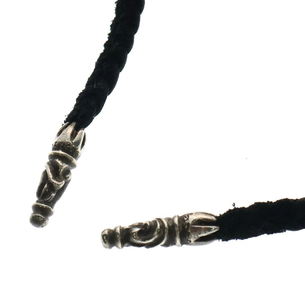 CHROME HEARTS(クロムハーツ) LEATHER BRAID SCROLL ネックレス レザーブレイドネックレス ブラック/シルバー BCA377