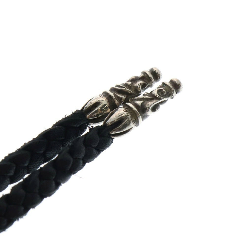 CHROME HEARTS(クロムハーツ) LEATHER BRAID SCROLL ネックレス レザーブレイドネックレス ブラック/シルバー BCA377